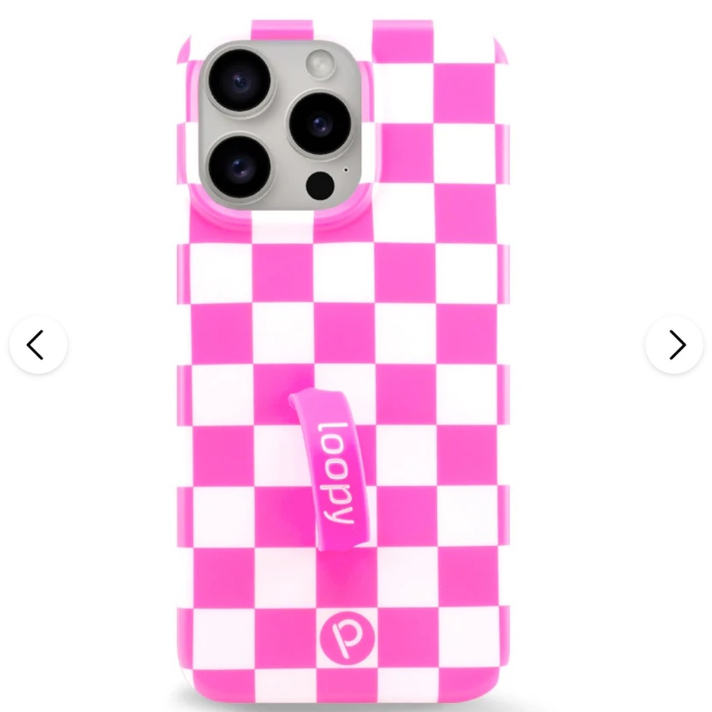 LOOPY CASE IPHONE 14 PRO - Pink Checkered